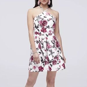 NWT Nordstrom Floral A-Line Dress with Halter Neckline Size S